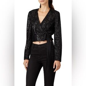 Monique Lhuillier Sequin Wrap Top